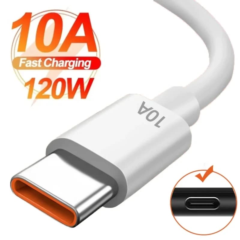 كابل شحن سريع سوبر 10A 120W Type C USB لهواتف هواوي ميت 60 ونوفا 9 وشاومي 13 وأونر وريدمي وبوكو وأوبو وريالمي - 2