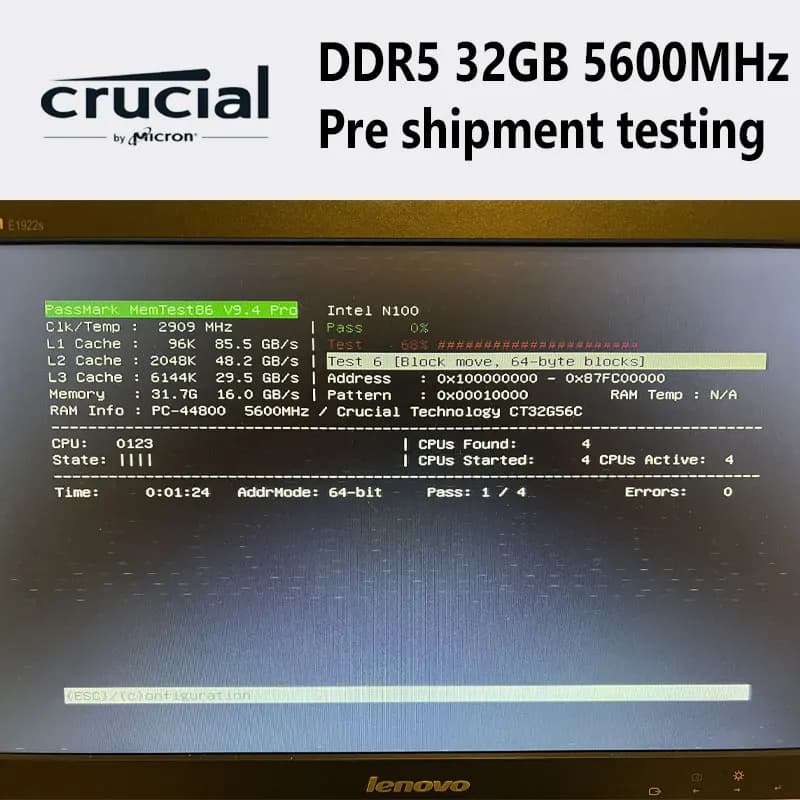 ذاكرة رام للابتوب Crucial DDR5 بسعات 8 جيجا بايت و16 جيجا بايت و32 جيجا بايت، بسرعات 4800 و5600، متوافقة مع PC5 38400 و44800 - 6
