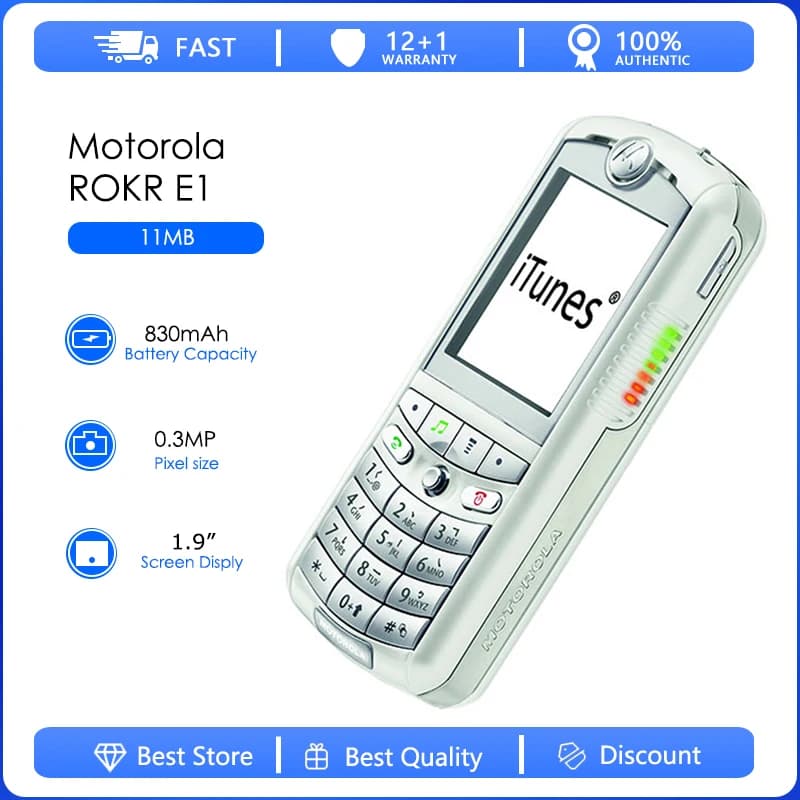 Refurbished Motorola ROKR E1 Original E1 0.3MP Detachable Battery 830mAh Cell Phone Wholesale Free shipping