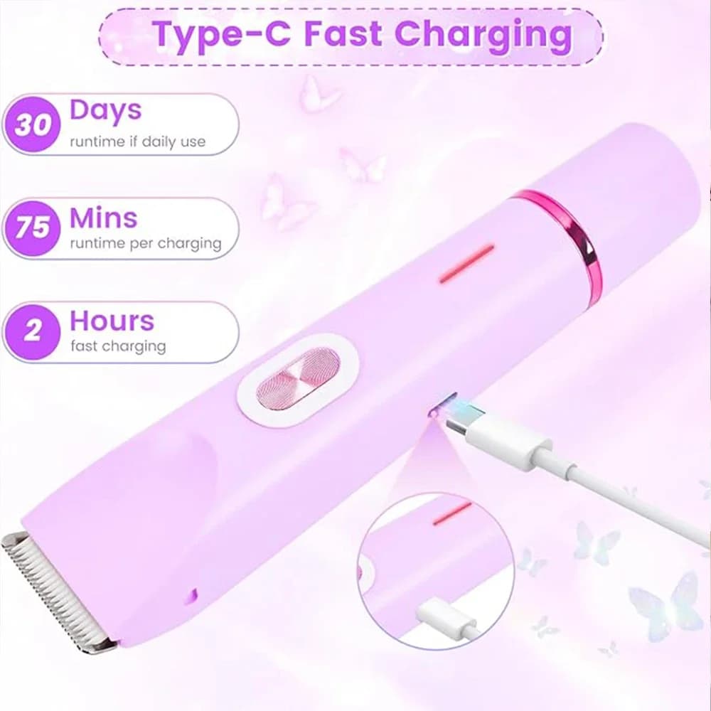 ماكينة حلاقة كهربائية 2 في 1 للنساء ماكينة حلاقة مزدوجة الرأس لقص شعر العانة IPX7 مقاومة للماء للاستخدام الرطب والجاف ماكينة حلاقة بيكيني للجسم - 6