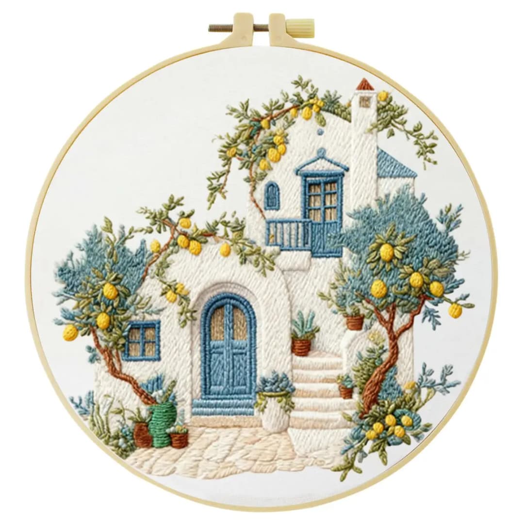 1pc 20X20CM/15X15CM 7.87/6.3inch Beautiful Scenery Embroidery Starter Kit DIY Kit DIY Embroidery Kit Manualidades Craft Painting - 4