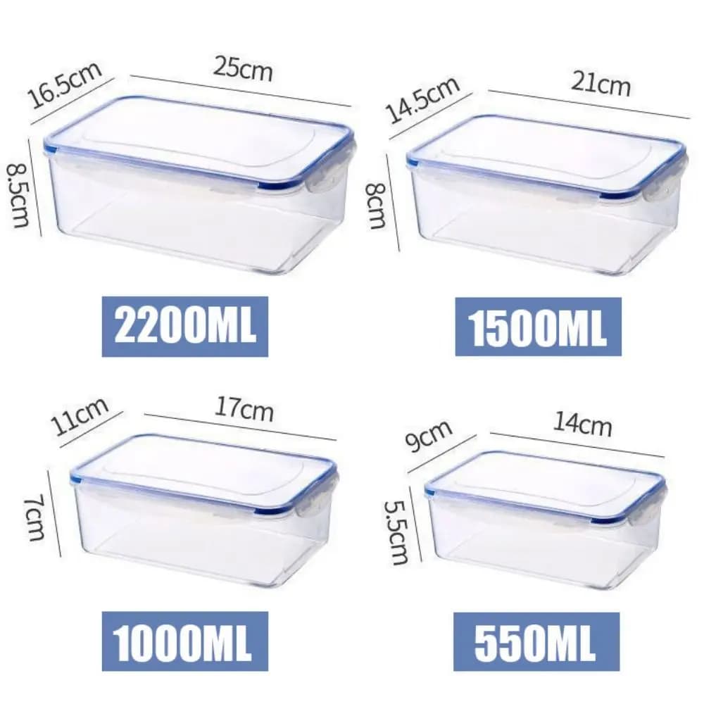 Sealed Rectangular Refrigerator Storage Box with Lid Plastic Trasparent Crisper Food Containers Stackable Microw - 6