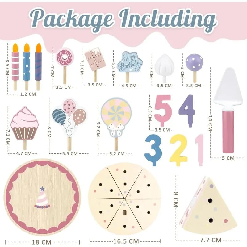 Wooden Kids Kitchen Toys Simulation Birthday Cake Toy Pretend Play Cutting Food Game Children Role Play Toy Gifts for Boy Girl - 6
