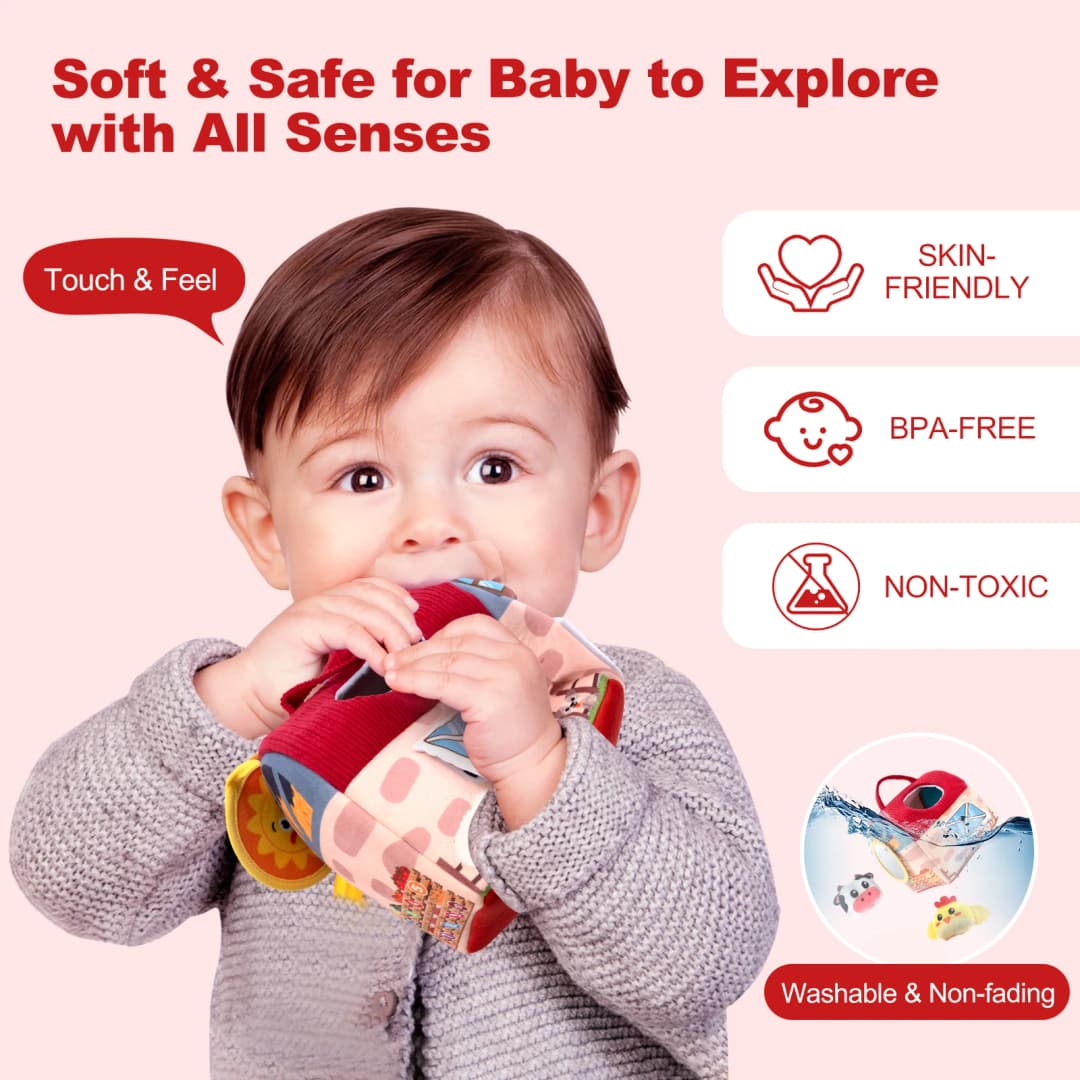 Baby Soft Plush Animals Farm Simulated Farm Animals House Set with Sound Animals Cognition Hand-eye Coordination Training Toys - 5