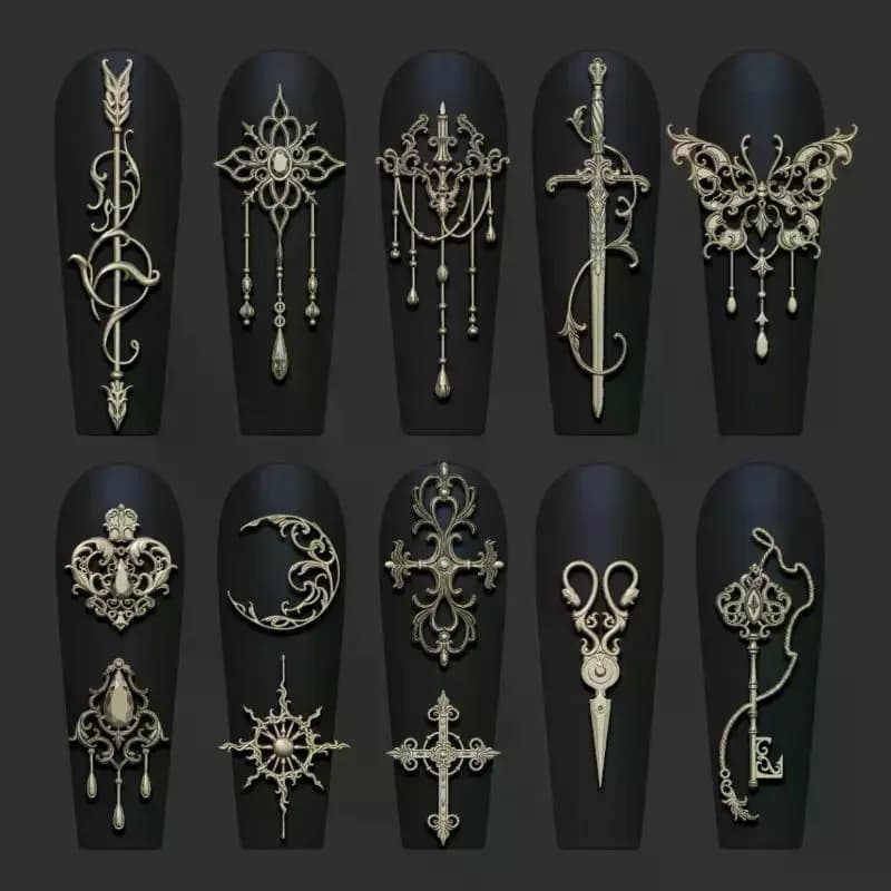 قالب سيليكون بارز ثلاثي الأبعاد على الطراز الأوروبي، قالب نحت أظافر من السيليكون مع زهور وربطة عنق شفافة - 3