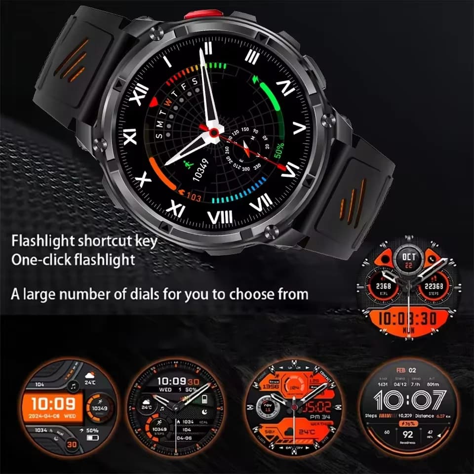 2026 New 1100mah AMOLED Smart Watch Men 170+Sport Fitness LED Flashlight IP69 Waterproof Bluetooth call GPS track Smartwatch iOS - 6