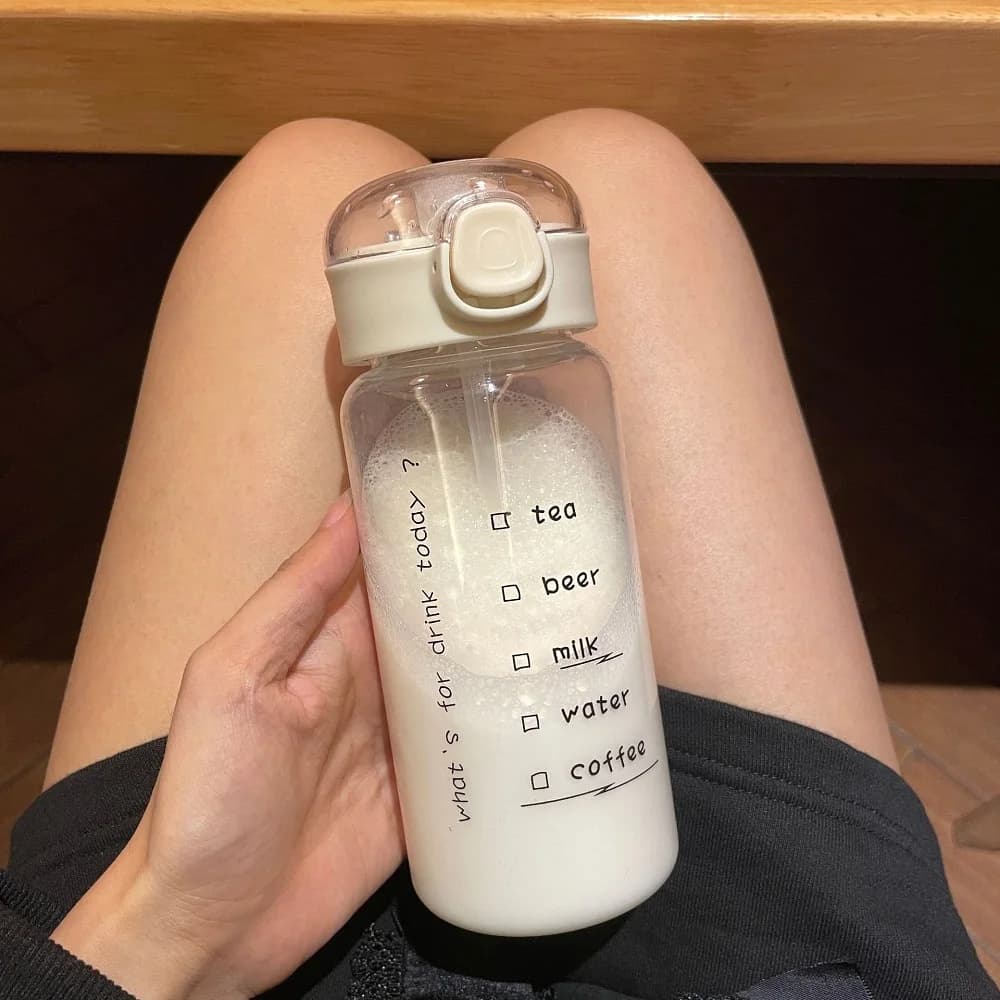 1PC Transparent Simple Sports Water Cup PC Plastic Bouncing Straw Portable Drop resistant Cup Creative water bottle sports hydr - 5