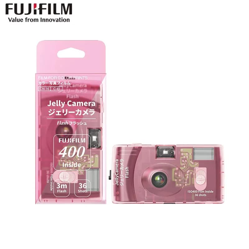 Fujifilm Jelly Disposable Film Camera Transparent IOS 400 Film Camera Take 36 Sheets Flashing Camera Birthday Christmas Gifts