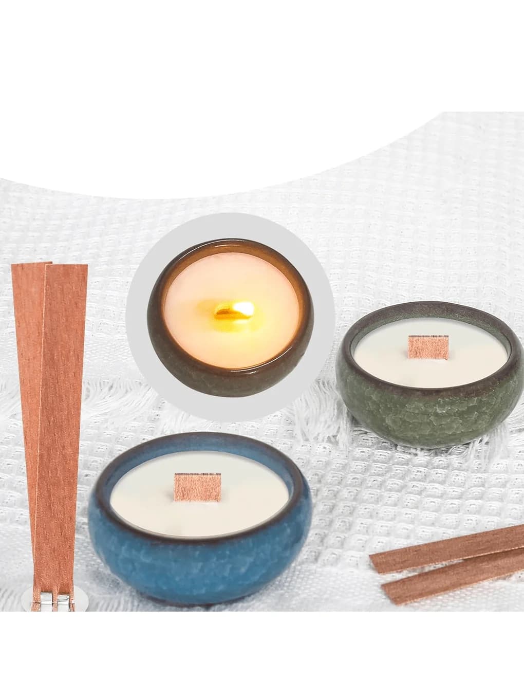 100 Pieces/200 Pieces for Cherry Wood Candle Wicks for Candles, Wooden Candle Wicks, Smokeless Ringing, with Iron Brackets, Candle Glue Dots, Candle Warning Labels DIY Candle Making - 4