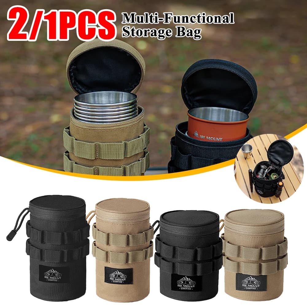 حقيبة تخزين أكواب ماء التخييم، حقيبة تخزين الأضواء المحمولة، منظم أدوات خارجية متعدد الوظائف من قماش أكسفورد 600D