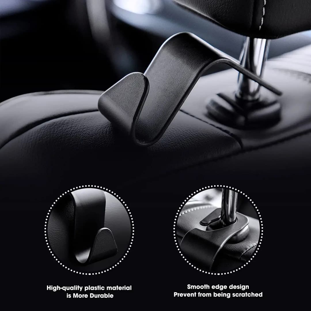 4Pack Hooks for Bags Car Clips Front Seat Headrest Organizer Holder Auto Fastener Hangers Car Storage Interior Accessories - 3