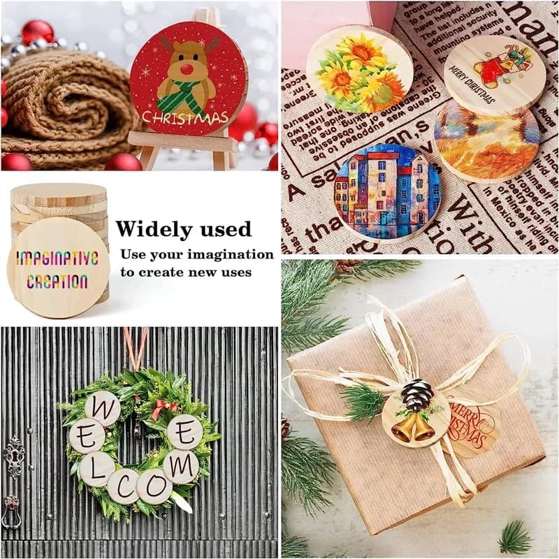 15-35 مللي متر عملات خشبية مستديرة ناعمة غير مكتملة ، رموز مستديرة خشبية فارغة طبيعية لمستلزمات الفن اليدوي ، اللوحة - 5