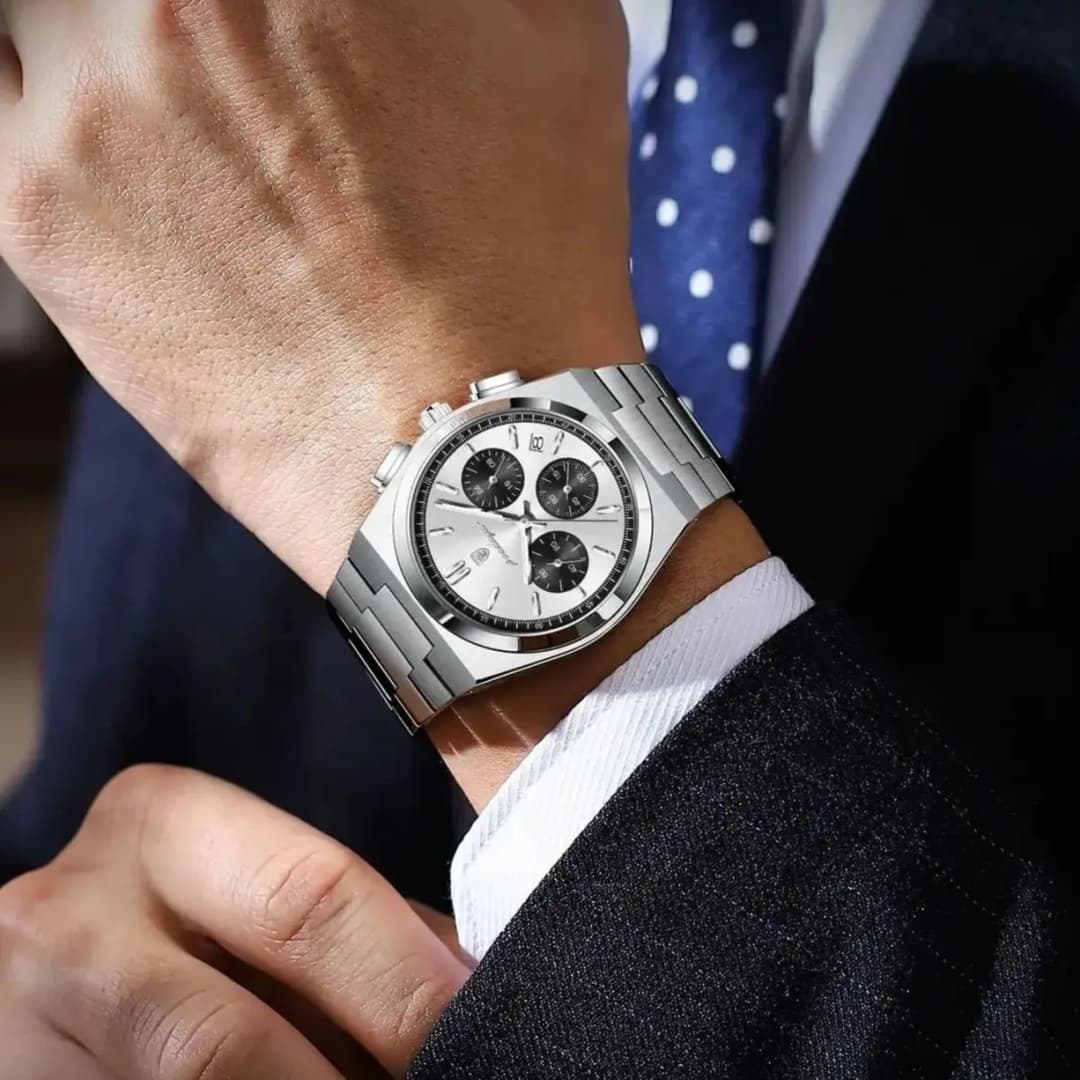 ساعة بويدجار رجالية فاخرة، كرونوغراف مع تاريخ، ستانلس ستيل، كلاسيكية، مقاومة للماء، مضيئة، كوارتز - 6