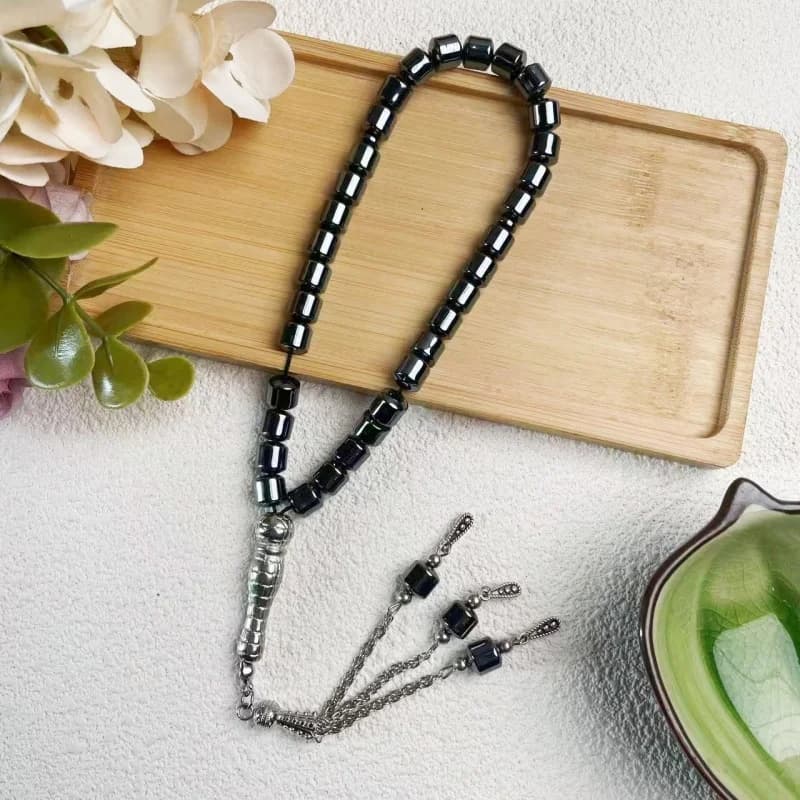 33 8mm black gallstones, medium cylinder, Muslim rosary beads, Hui, Middle East, Arab worship, Hajj prayer - 3