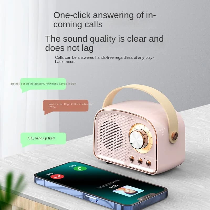 Retro Mini Bluetooth Speaker DW21 Classical Music Player Sound Stereo Subwoofer Portable Decoration Speakers Home Music Player - 3