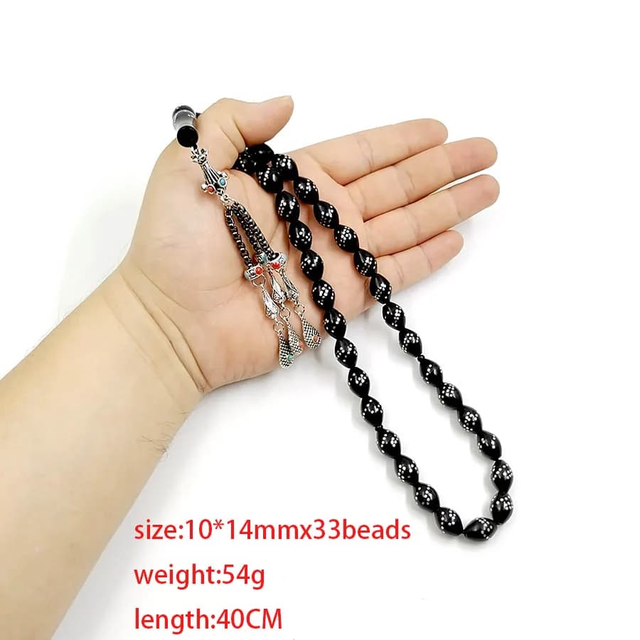 2026 جديد سبحة كوكا طبيعية فاخرة سوداء سوار مسبحة خرز صلاة هدية عيد رمضان إكسسوارات تركية - 6