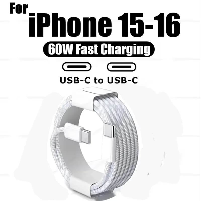Original PD 60W Fast Charger 6A USB C to Type C Cable For Apple iPhone 15/16 Pro MAX Quick Charging For Xiaomi Samsung S24 Cable
