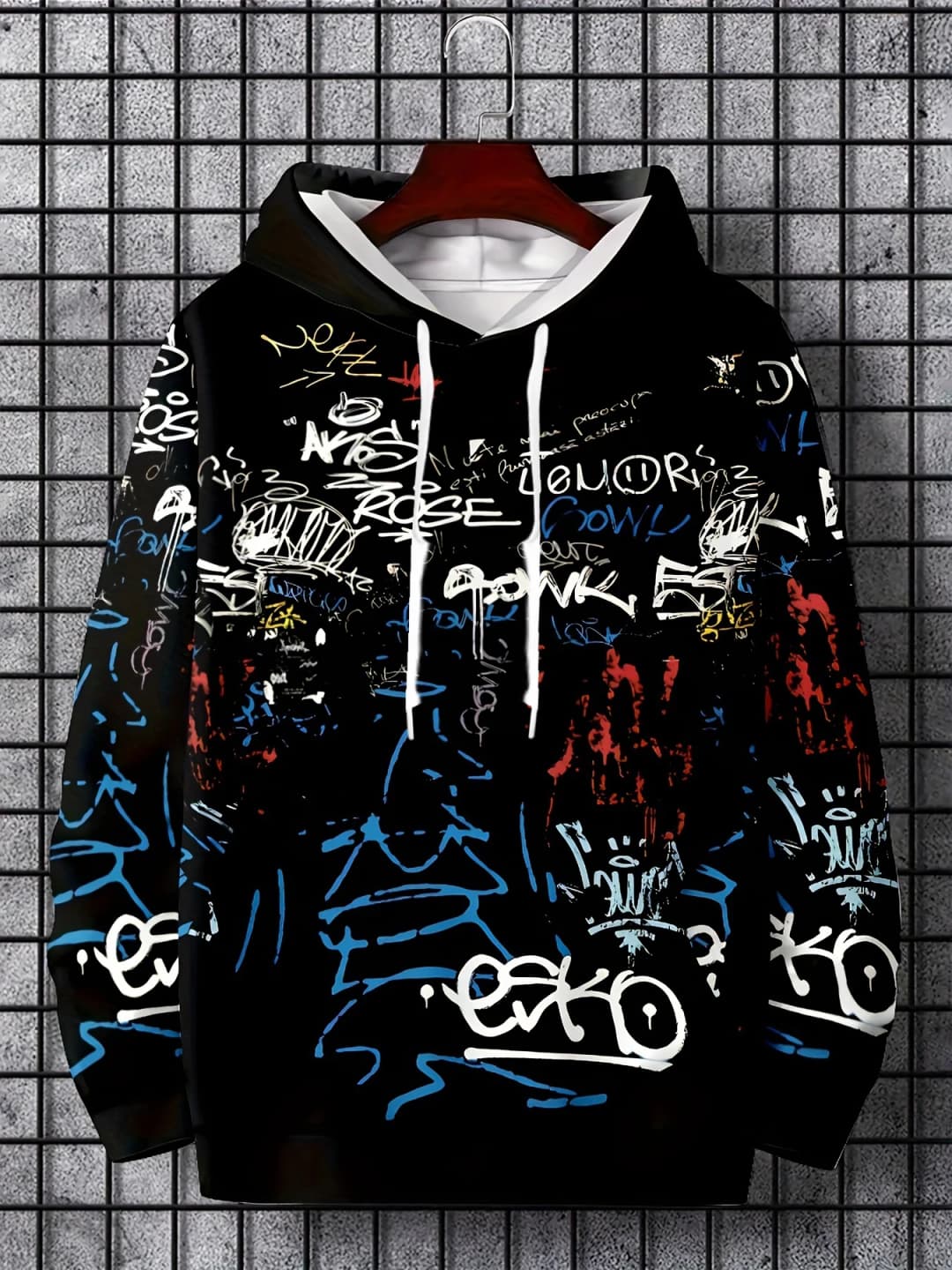 Hot selling men's autumn fashion personalized graffiti print soft and comfortable hooded sweatshirt outdoor urban high street to