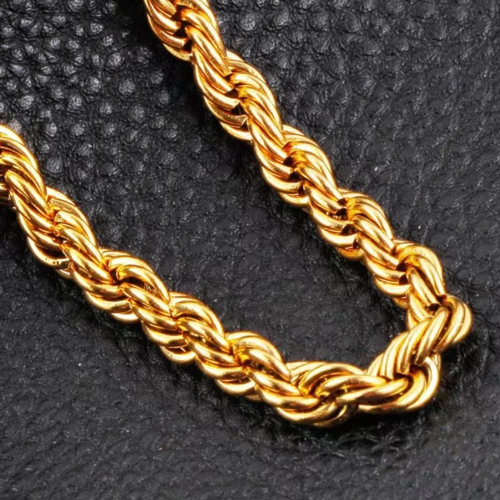 Wholesale Noble 45-60cm 18K Gold 4mm Rope Chain Necklace for Women Man Fashion Wedding Charm Gift Jewelry 18-24Inch - 5