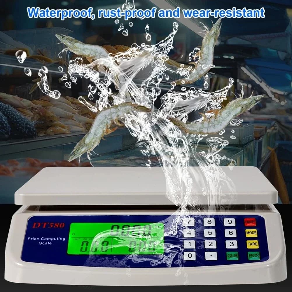 ميزان مطبخ رقمي كبير 40 كجم/1 جرام مع وظيفة الوزن الصافي ميزان حساب الأسعار ميزان عد من الفولاذ المقاوم للصدأ للحوم الخضروات - 2