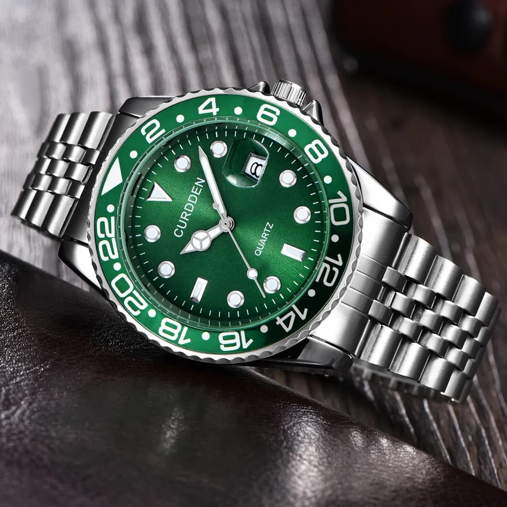 ساعة يد رجالية من علامة تجارية شهيرة، حزام ستانلس ستيل، كوارتز، تقويم، تصميم عصري، مناسبة للطلاب والشباب - 4