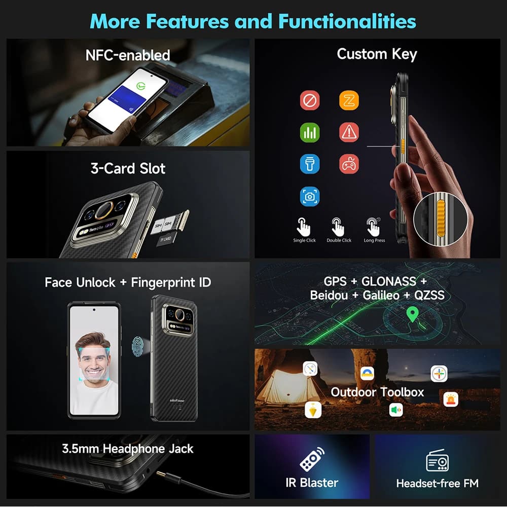 هاتف Ulefone Armor 25T 4G متين بنظام Android 14 33 واط 50 ميجابكسل + 64 ميجابكسل كاميرا ليلية NFC هاتف ذكي مقاوم للماء 6.78 بوصة 120 هرتز ذاكرة قراءة فقط 256 جيجابايت إصدار عالمي - 2