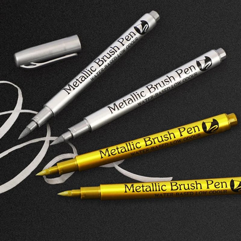 Metallic Pen Gold Silver Epoxy Resin Mold Drawing Pen Acrylic Paint DIY Silicone Mold Highlight Permanent Marker Handmade - 4