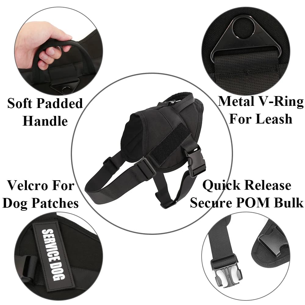 Tactical Dog Vest Training Military Patrol Service Dog Harness Adjustable Nylon Dog Harness with Handle Dog Summer Clothes - 3