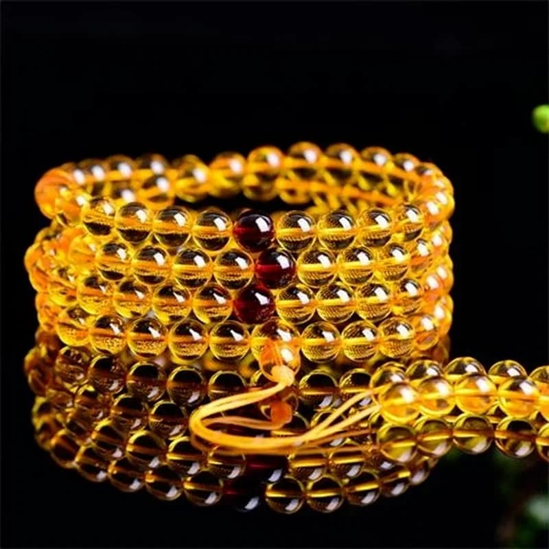 AAAAA Baltic Amber Wax Pendant Natural Golden Pearl 108 Bracelet AMBER PENDANT Men's and Women's Sweater Chain Lovers Bracelet - 6