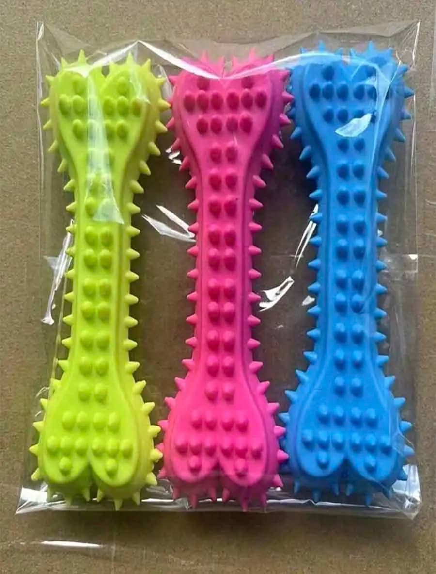 1/3 قطعة الحيوانات الأليفة شكل العظام الأسنان مضغ لعبة لينة المطاط لدغة المقاومة طحن مضغ لعب للكلاب الصغيرة تدريب مستلزمات الحيوانات الأليفة - 2