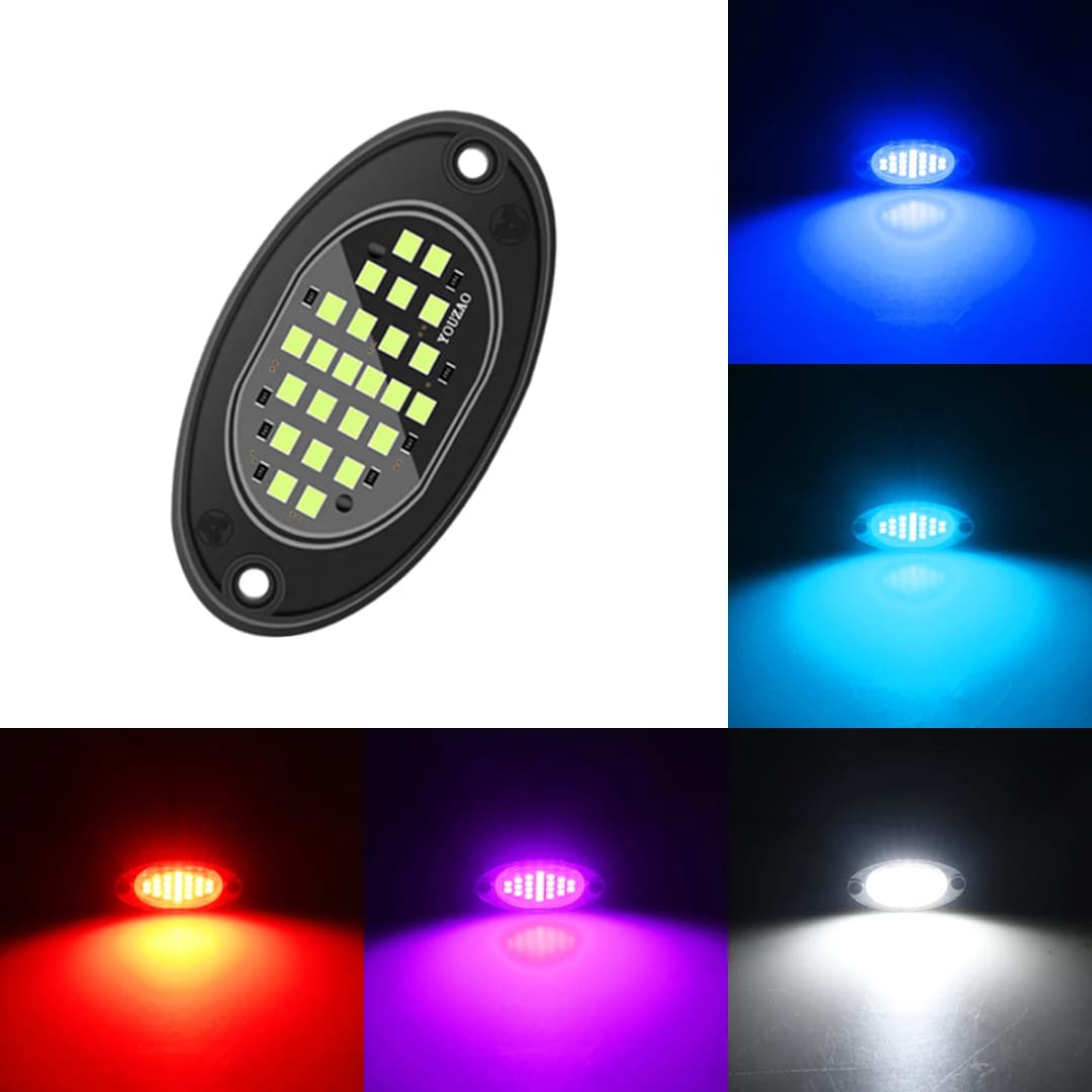 4 قطع إضاءة هيكل سيارة للشاحنات، إضاءة LED صخرية لسيارات البيك أب والطرق الوعرة والجيب والسيارات الرياضية متعددة الاستخدامات والمركبات الرباعية والمركبات الجانبية - 6