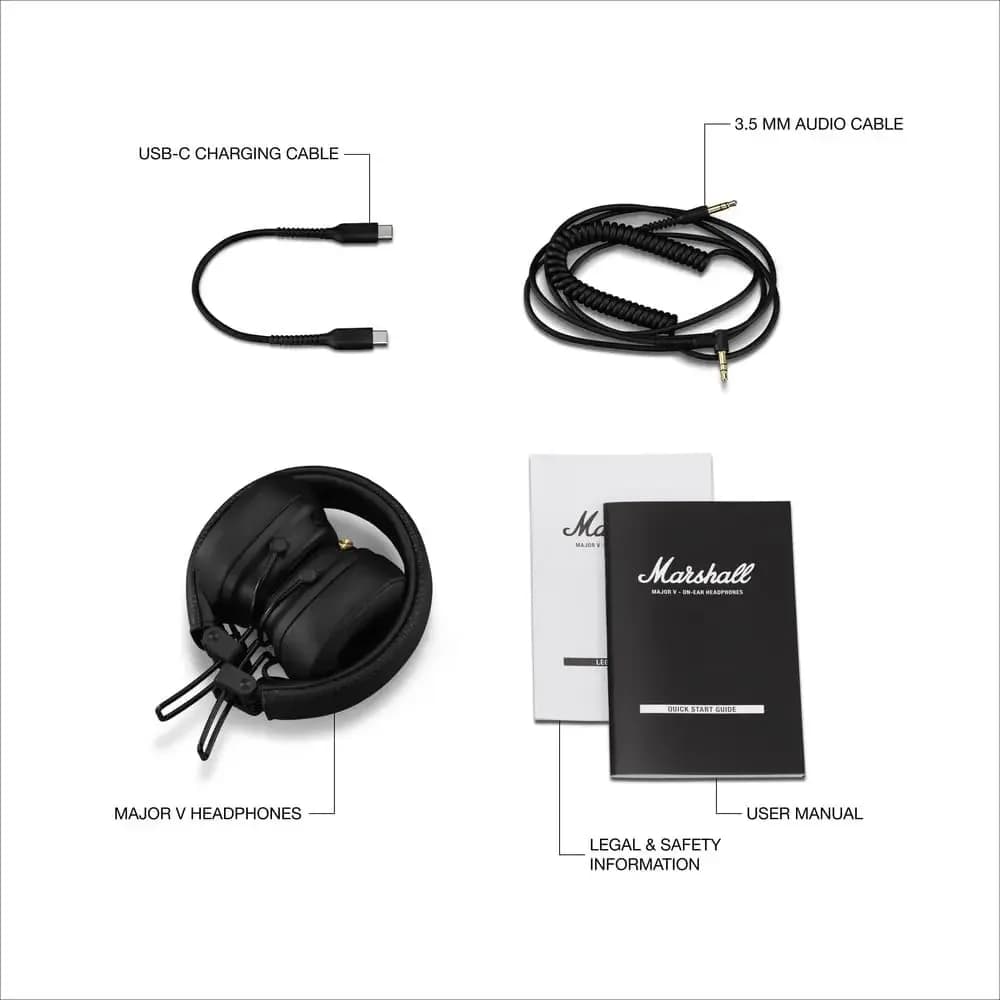 Marshall Major V 5 Wireless Bluetooth Headphone with Mic Foldable Pop Rock Retro Headset Support Marshall Bluetooth App - 6