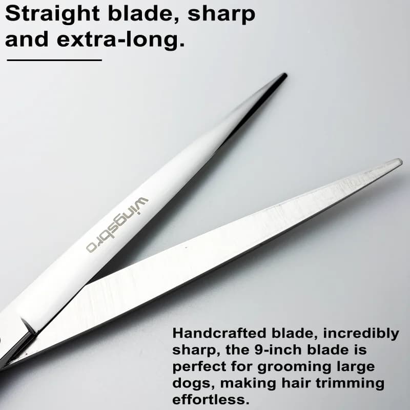 wingsbro Pet Scissors 9" Silver Curved Pet Grooming Scissors Professional Shears Salon Barber Using Big Dogs & Cats - 4