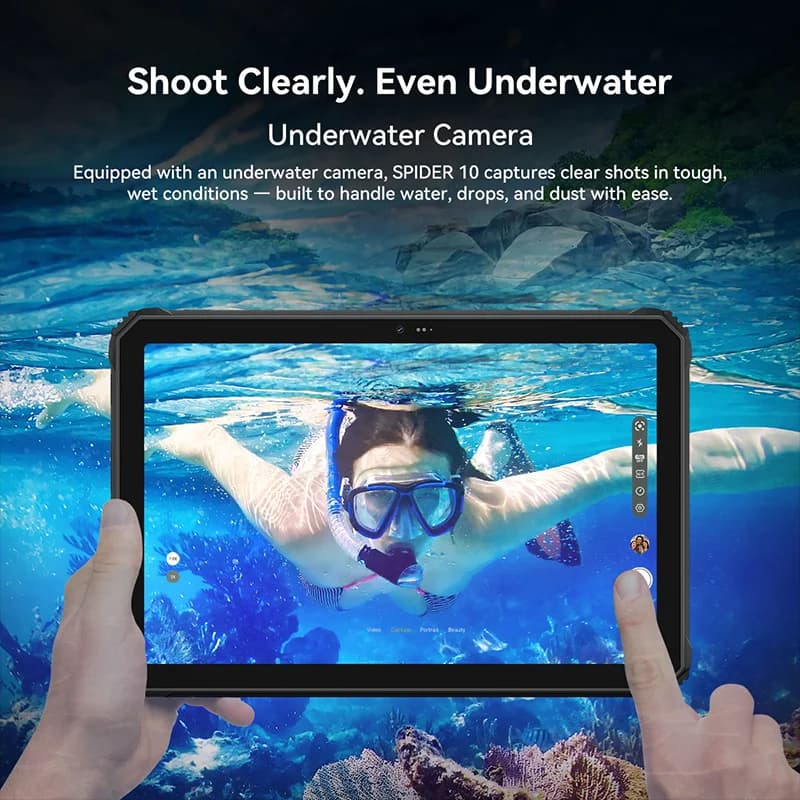 بلاك فيو أوسكال سبايدر 10 تابلت متين 20000 مللي أمبير، شاشة 11 بوصة إتش دي+ آي بي إس، معالج ثماني النواة، 256 جيجابايت، 45 واط، أندرويد، مقاوم للماء والغبار IP68 وIP69K - 6