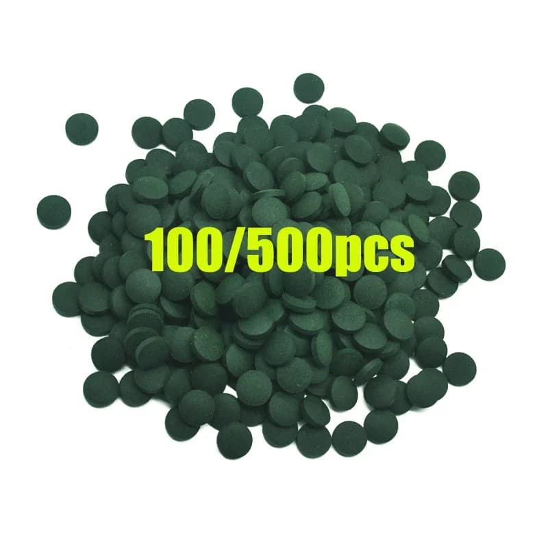 100 قطعة أقراص سبيرولينا عالية النقاء، طحالب لولبية مخصبة، طعام مفضل للأسماك والروبيان الأحمر البلوري في حوض الأسماك - 2