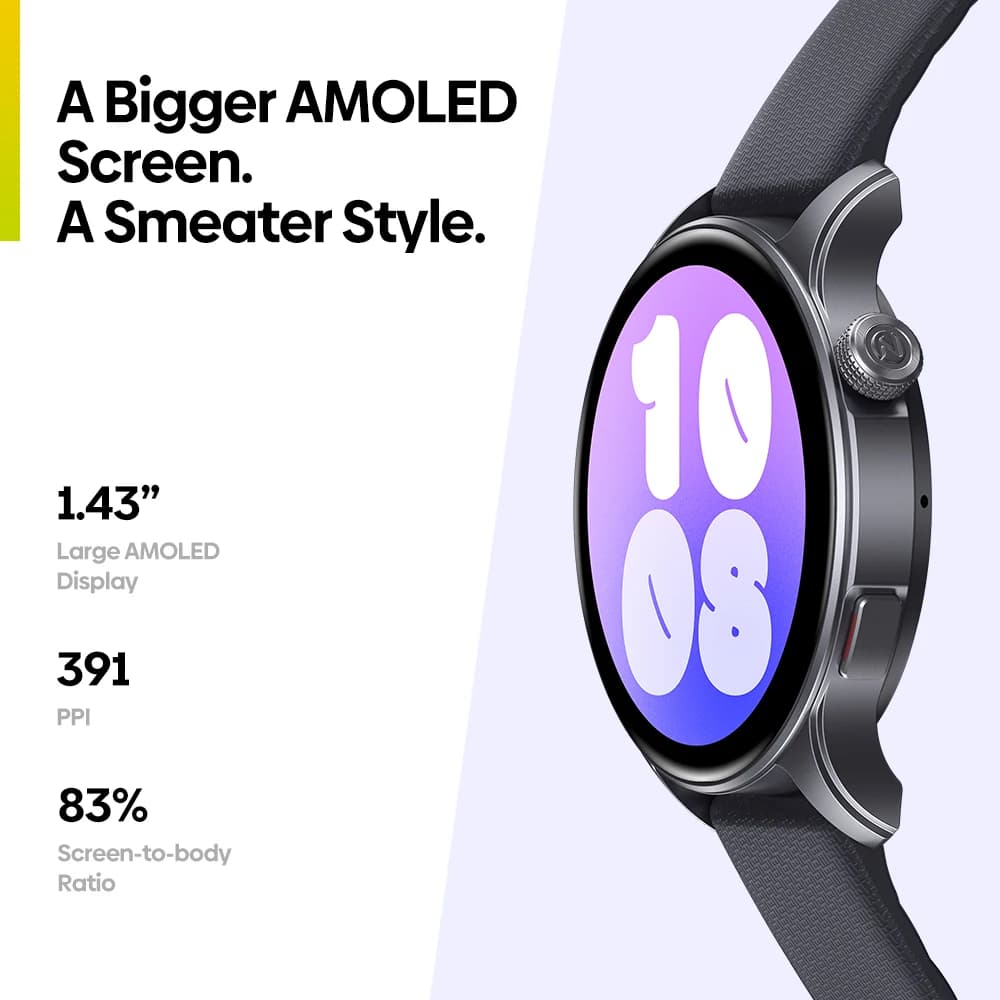 ساعة ذكية جديدة Zeblaze Btalk 3 مزودة بنظام تحديد المواقع العالمي (GPS) وشاشة AMOLED مقاس 1.43 بوصة وحزام مزدوج ومكالمات بلوتوث وساعة رياضية لتتبع معدل ضربات القلب ومستوى الأكسجين في الدم والإجهاد - 3