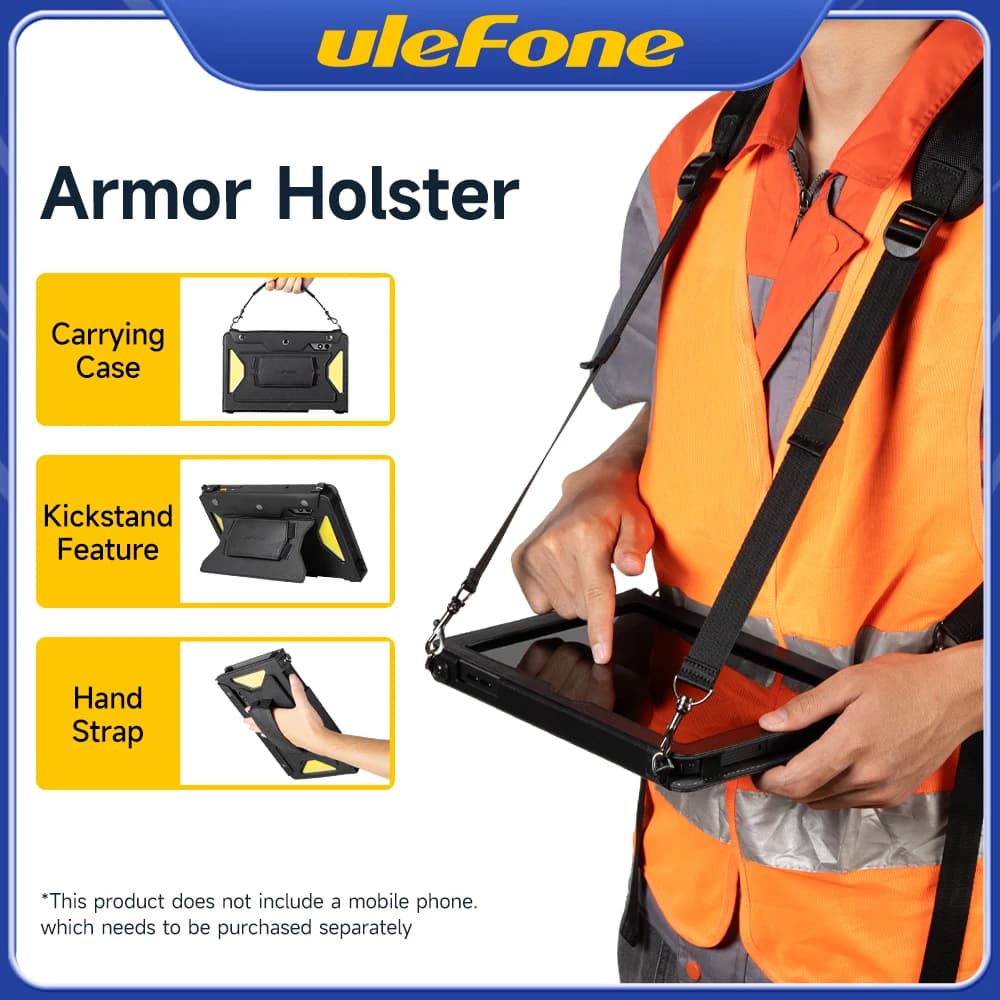 Ulefone Armor Holster Pro Original Tablet Leather Case with Carrying Bag, Stand and Handheld Holder for Armor Pad 3 Pro.