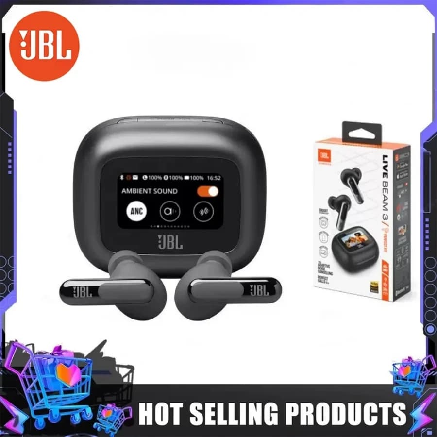 JBL Live Beam 3 سماعات أذن لاسلكية ANC بلوتوث 53 40 ساعة تشغيل IPX4 مقاوم للماء 6 ميكروفونات مكالمات واضحة سماعات خفيفة الوزن