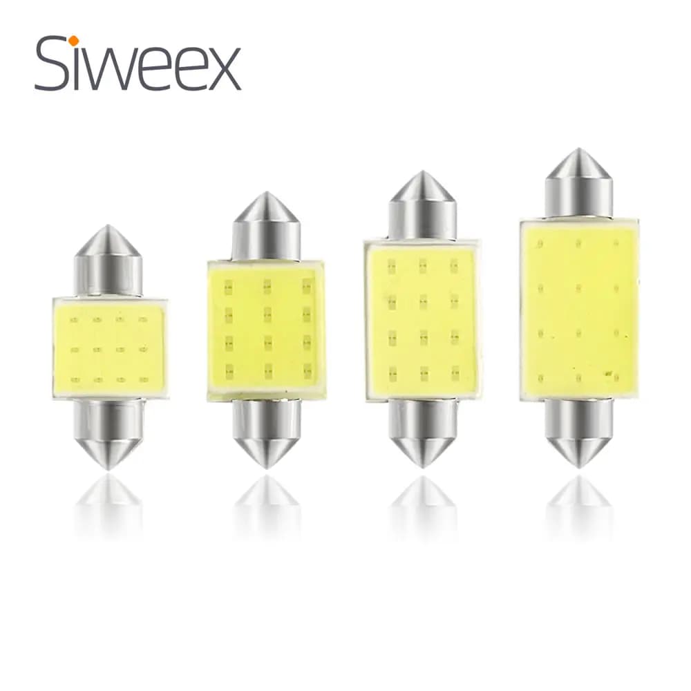 مصابيح LED COB للسيارة مقاس 31mm 36mm 39mm 41mm/42mm، إضاءة قبة Festoon، مصابيح داخلية للقراءة ولوحة الترخيص، أبيض وأزرق DC 12V