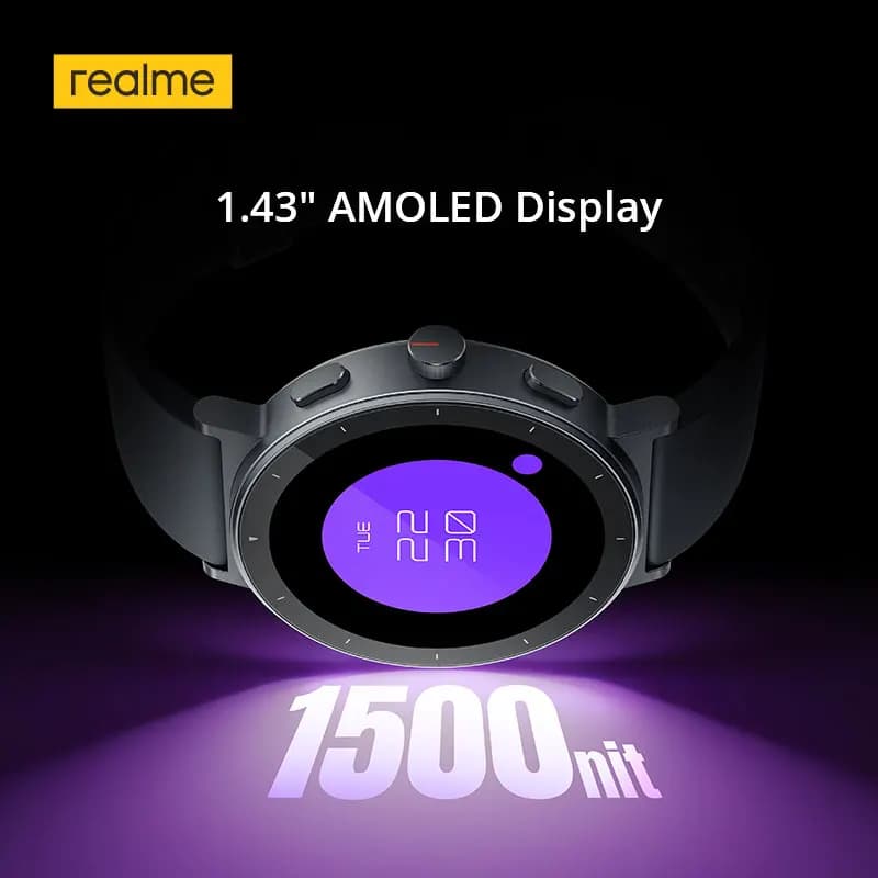 realme Watch S5 Smart Watch 1.43" AMOLED Display 5ATM Water Resistance 20-Day Battery Life 110 Sports Modes - 6