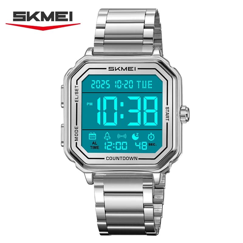ساعة SKMEI 2559 رياضية بإضاءة EL كاجوال للرجال كرونوغراف عد تنازلي ساعة توقف رقمية ساعة يد عصرية - 2