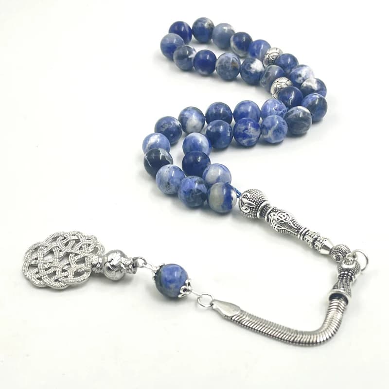 أساور الباشان-التسبح الطبيعية للرجال والنساء ، أساور مطرزة ، قلب حب ، حبات زرقاء ، تمدد ، شفاء ، صلاة بوذية - 6