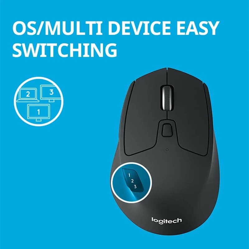 ماوس لاسلكي Logitech M720، بلوتوث ويونيفاينغ، وضع مزدوج، تبديل بين أجهزة متعددة، مناسب للمكتب والمنزل والكمبيوتر المحمول - 4