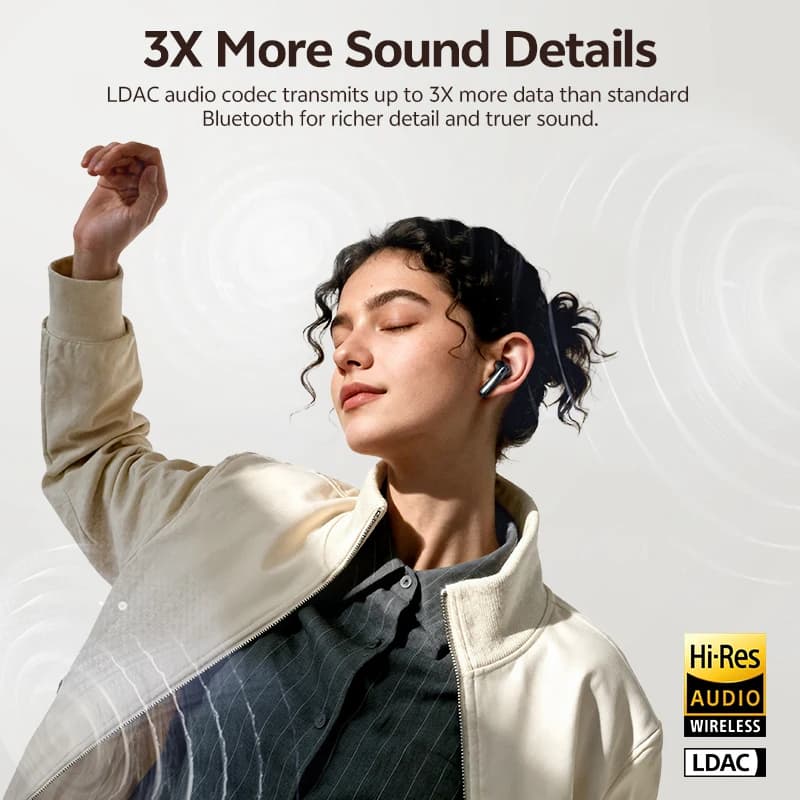 سماعات أذن QCY AilyBuds E50 HT11 لاسلكية بجودة صوت عالية ودعم Bluetooth 6.0 مع عزل ضوضاء هجين ومكبرات صوت 11mm - 4