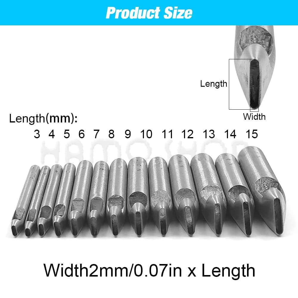 1pc 2mm-6mm Width Leather Oval Shape Hole Punch Steel Craft Hollow Hole Punch Leather Tools Leather Belt Hole Punch DIY Tools - 2