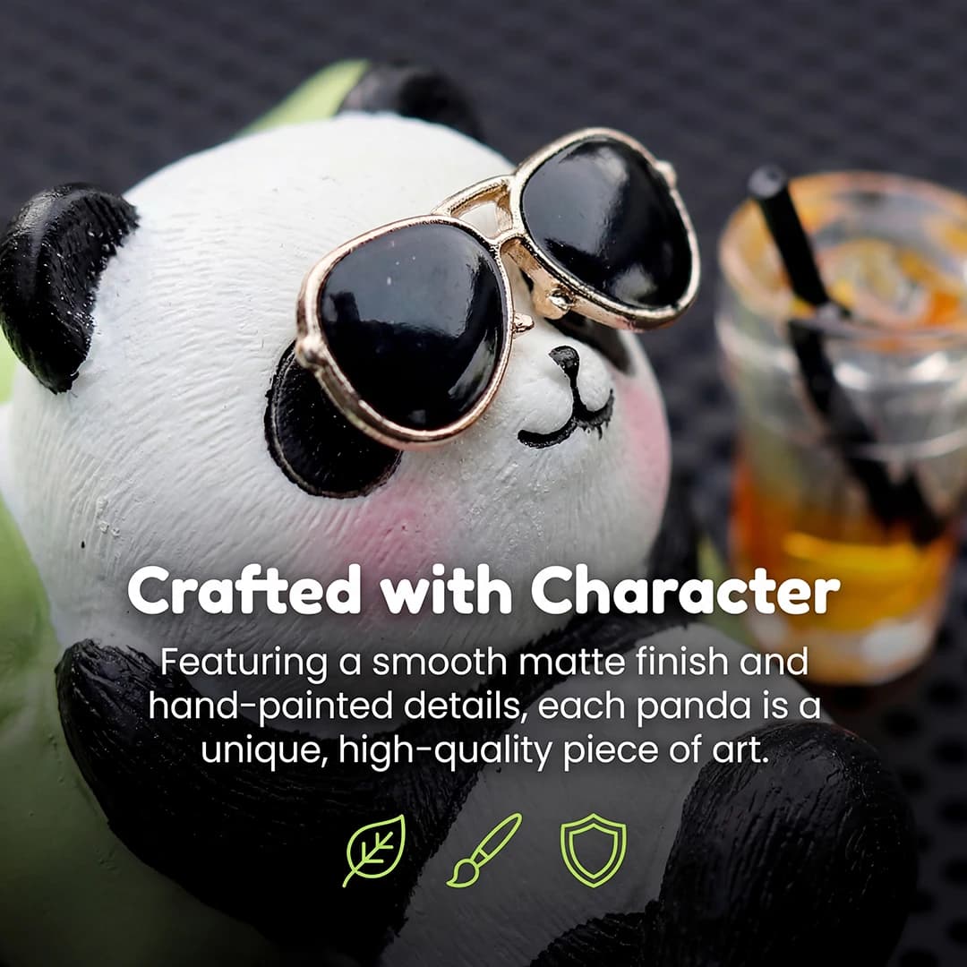 Cute Panda & Bunny Car Dashboard Decor Relaxed Resin Animal Figurines for Car Interior Decor & Home Office Desk Mini Statues - 3