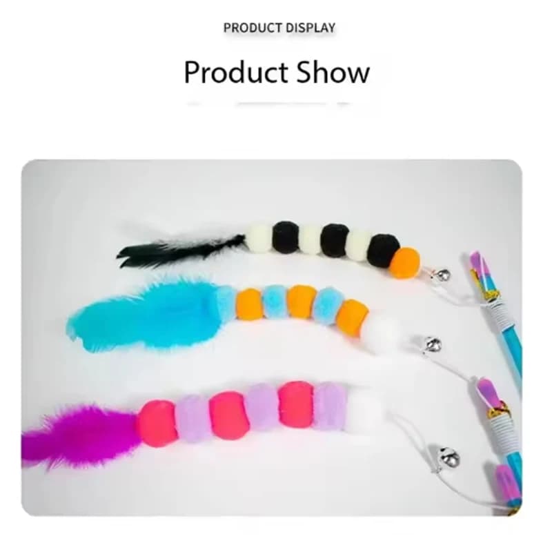 لعبة تفاعلية مضحكة للقطط مع عصا، جرس وريشة، مستلزمات الحيوانات الأليفة - 3