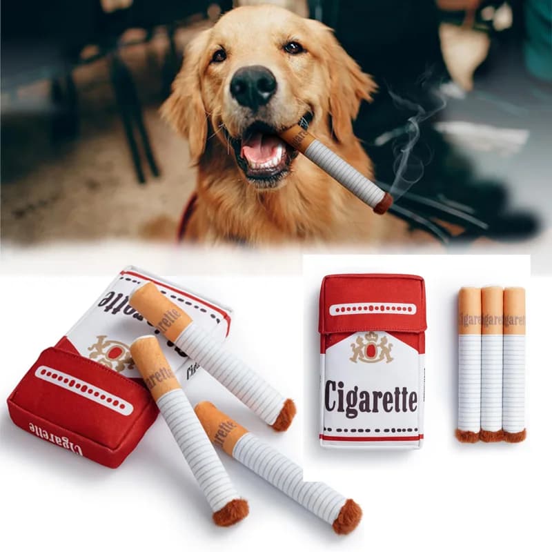 Funny Interactive Plush Dog Toys Creative Cigarette Interactive Giggles Dog Toys Funny Plush Chewing Toy Cigaret Box Pet Gifts - 6
