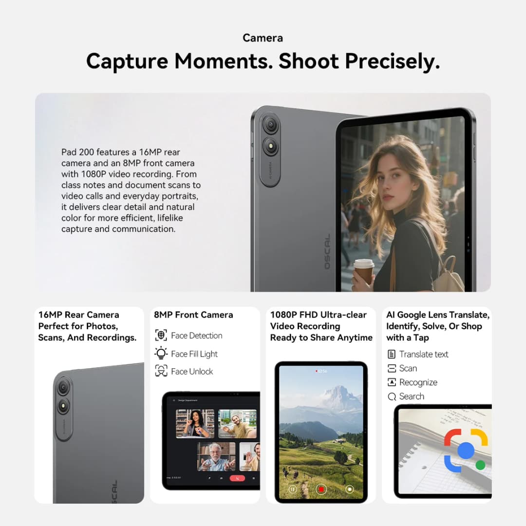 جهاز بلاك فيو أوسكال باد 200 اللوحي، أندرويد 2025، شاشة 13.4 بوصة بمعدل تحديث 120 هرتز، بطارية 8300 مللي أمبير، أندرويد 16، 4G LTE، مناسب للمكتب والدراسة - 4