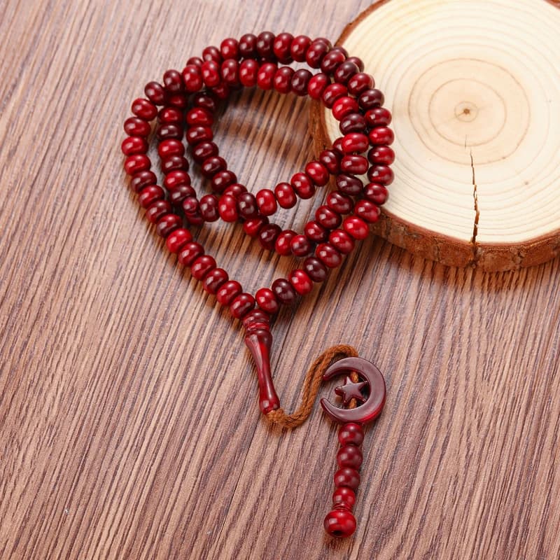 سبحة مسلم من الأكريليك، هدايا رمضان والعيد، تسبيح إسلامي، 99 حبة، مجوهرات سوار بتصميم عربي تقليدي مع شرابة نجمة وهلال - 3